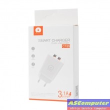 WUW Tête smart Charge Double USB/3.1A C155 Blanc
