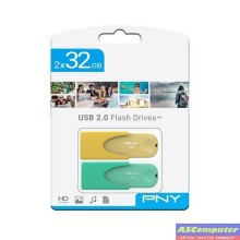 PACK DE DEUX CLÉ USB PNY 32GB USB 2.0 JAUNE & VERT