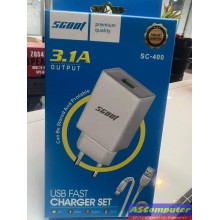 Chargeur SCOOT SC-400 - 3.1A Avec Câble Lightning