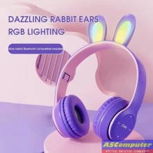 CASQUE BLUETOOTH P47R LAPIN MAUVE (RGB 7 COULEURS)