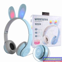 CASQUE BLUETOOTH P47R LAPIN BLEU CIEL (RGB 7 COULEURS)